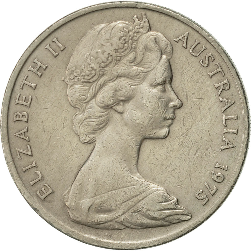 Coin, Australia, Elizabeth II, 20 Cents, 1975, AU(50-53), Copper-nickel, KM:66