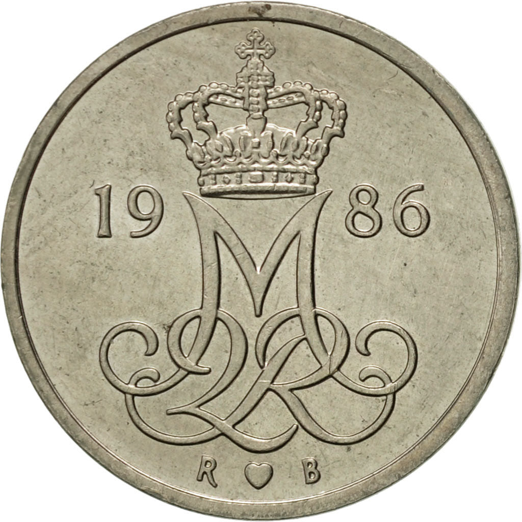 Coin, Denmark, Margrethe II, 10 Öre, 1986, Copenhagen, AU(50-53)