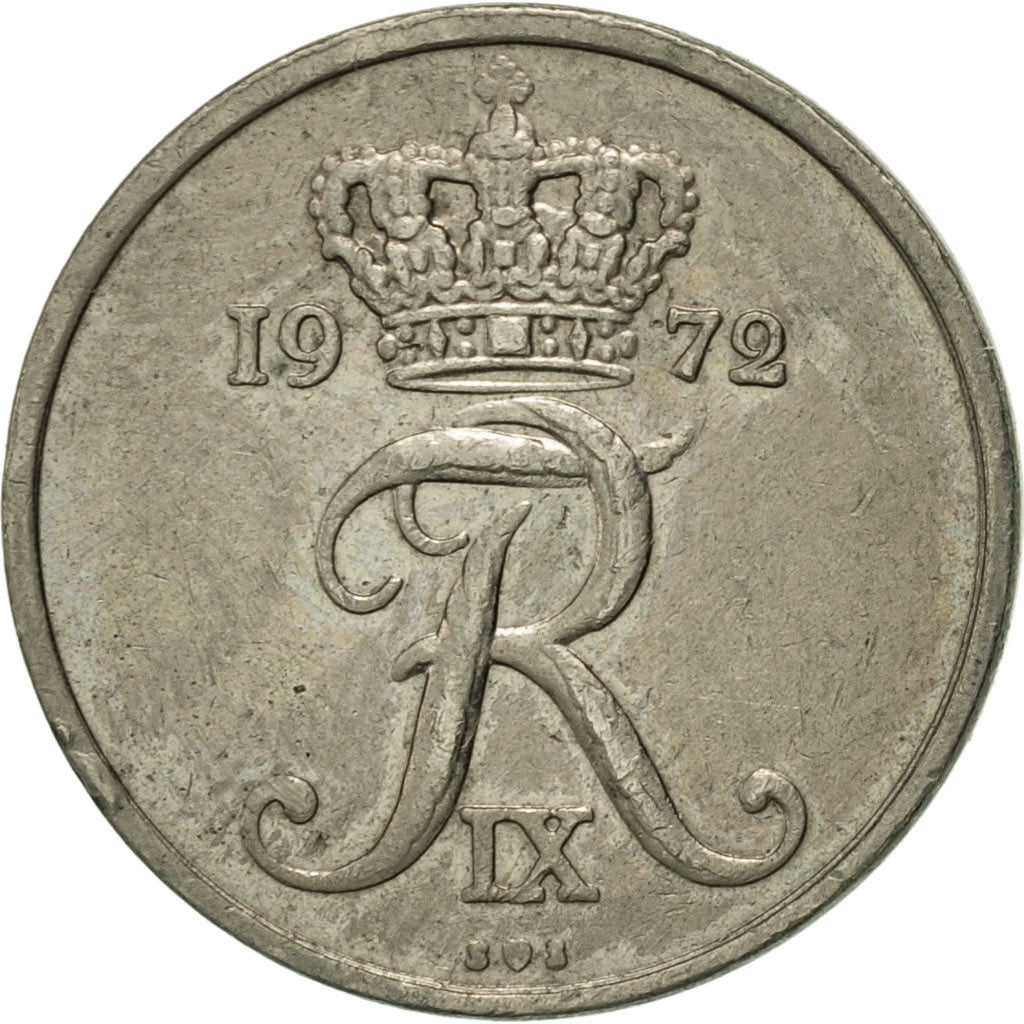 Coin, Denmark, Frederik IX, 10 Öre, 1972, Copenhagen, AU(50-53), Copper-nickel