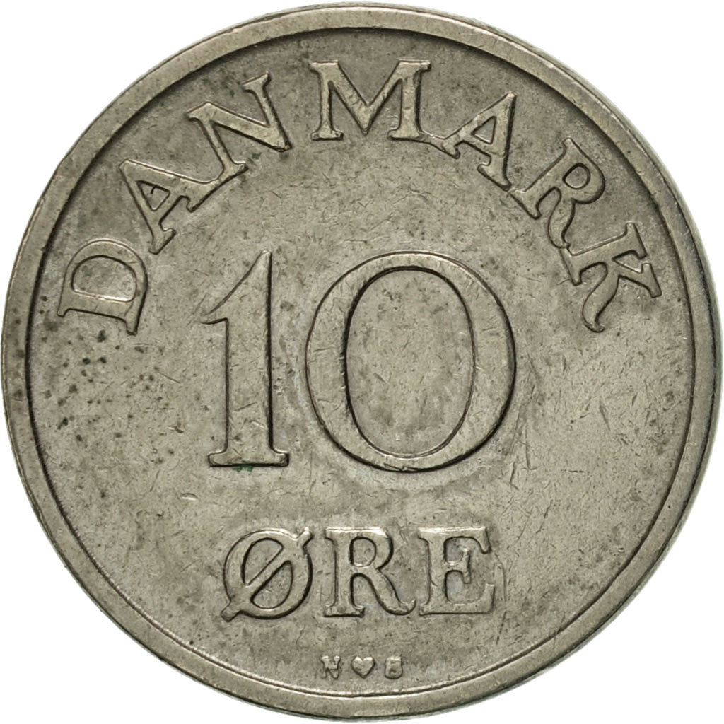 Coin, Denmark, Frederik IX, 10 Öre, 1955, Copenhagen, AU(50-53), Copper-nickel