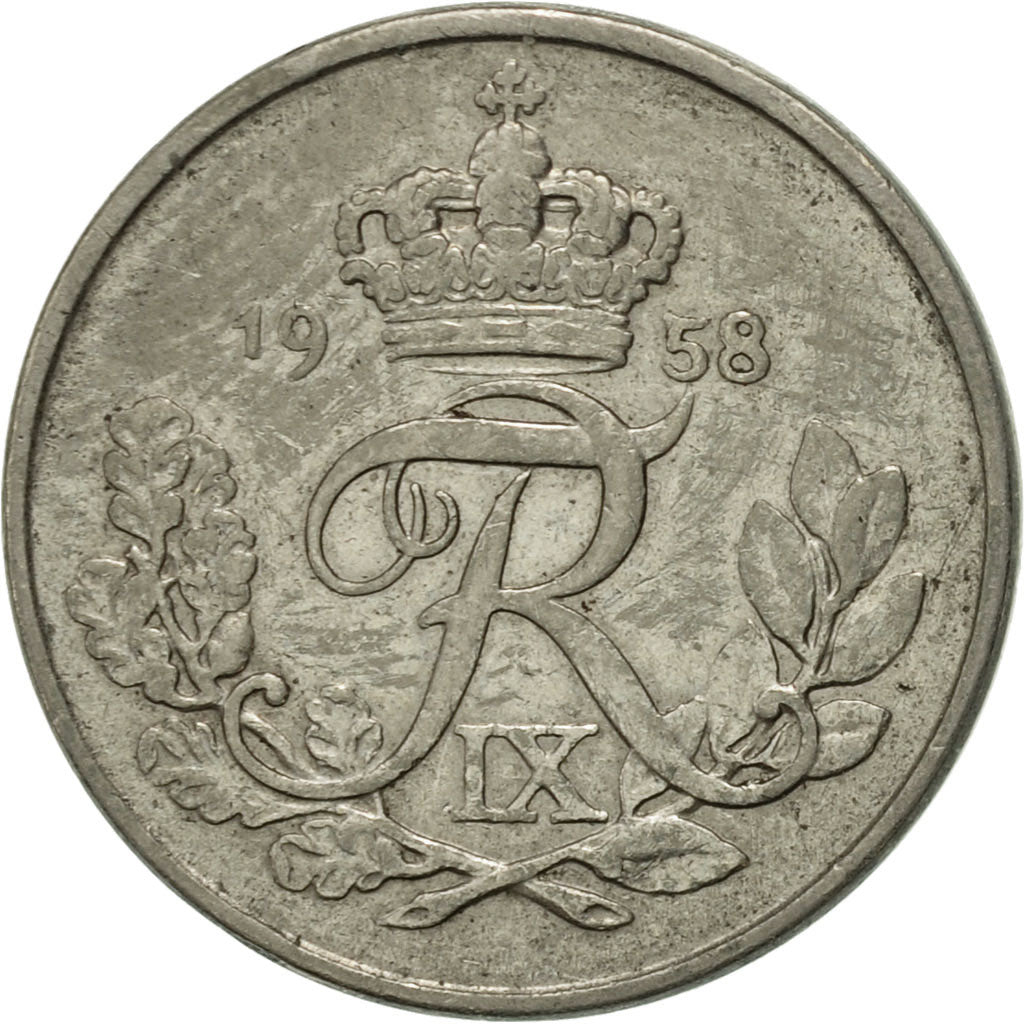 Münze, Dänemark, Frederik IX, 10 Öre, 1958, Copenhagen, SS, Copper-nickel