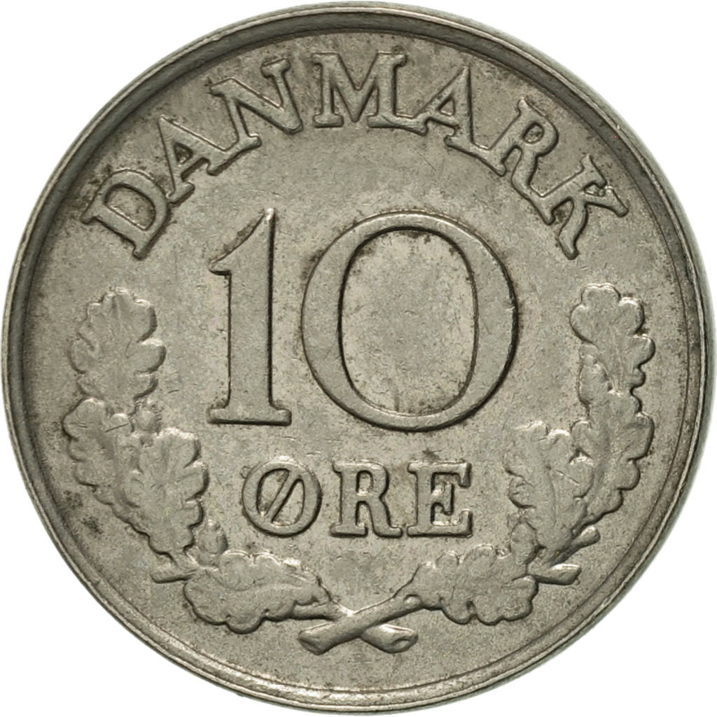 Coin, Denmark, Frederik IX, 10 Öre, 1966, Copenhagen, AU(50-53), Copper-nickel
