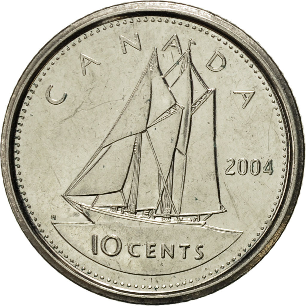 Monnaie, Canada, Elizabeth II, 10 Cents, 2004, Royal Canadian Mint, SUP, Nickel