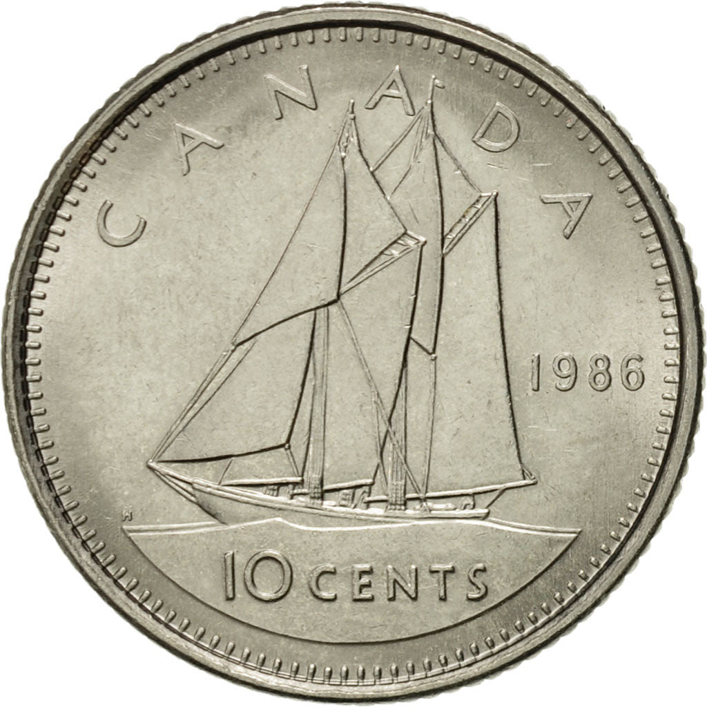Coin, Canada, Elizabeth II, 10 Cents, 1986, Royal Canadian Mint, Ottawa