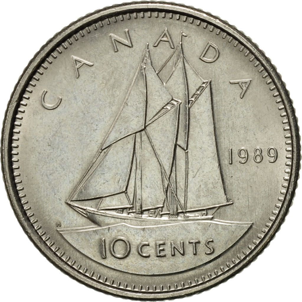 Coin, Canada, Elizabeth II, 10 Cents, 1989, Royal Canadian Mint, Ottawa