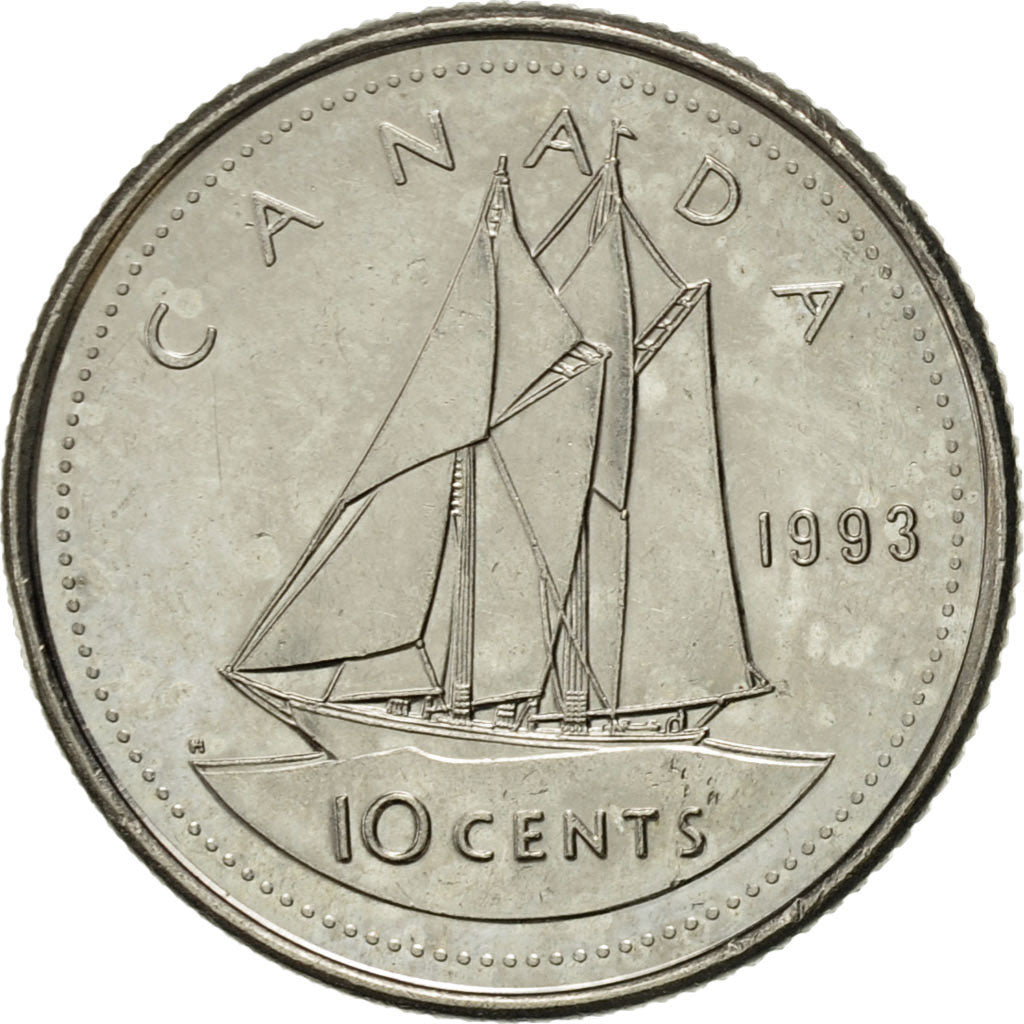 Coin, Canada, Elizabeth II, 10 Cents, 1993, Royal Canadian Mint, Ottawa