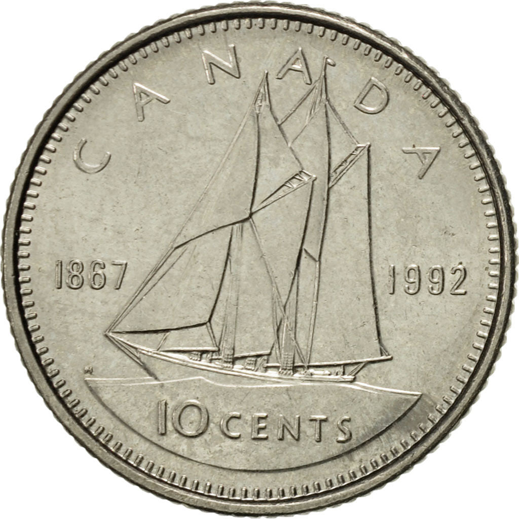 Coin, Canada, Elizabeth II, 10 Cents, 1992, Royal Canadian Mint, Ottawa