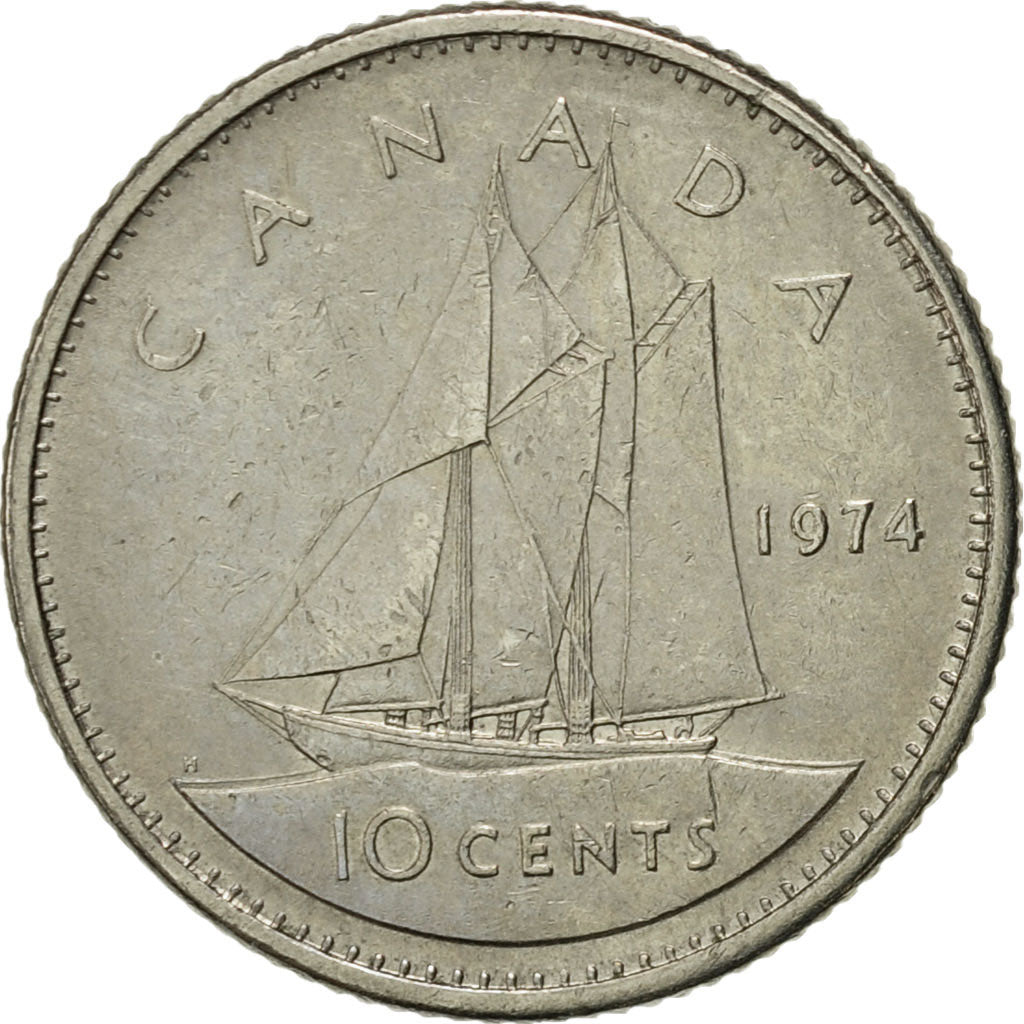 Coin, Canada, Elizabeth II, 10 Cents, 1974, Royal Canadian Mint, Ottawa