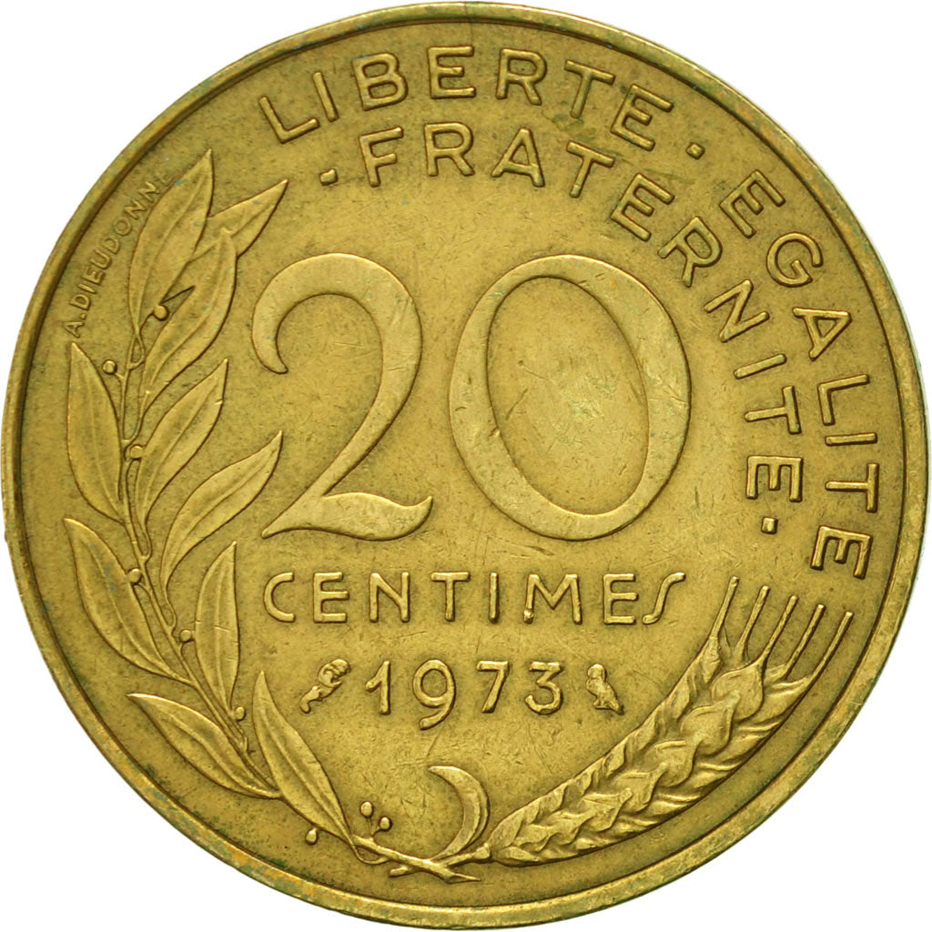Munten, Frankrijk, Marianne, 20 Centimes, 1973, Paris, PR, Aluminum-Bronze
