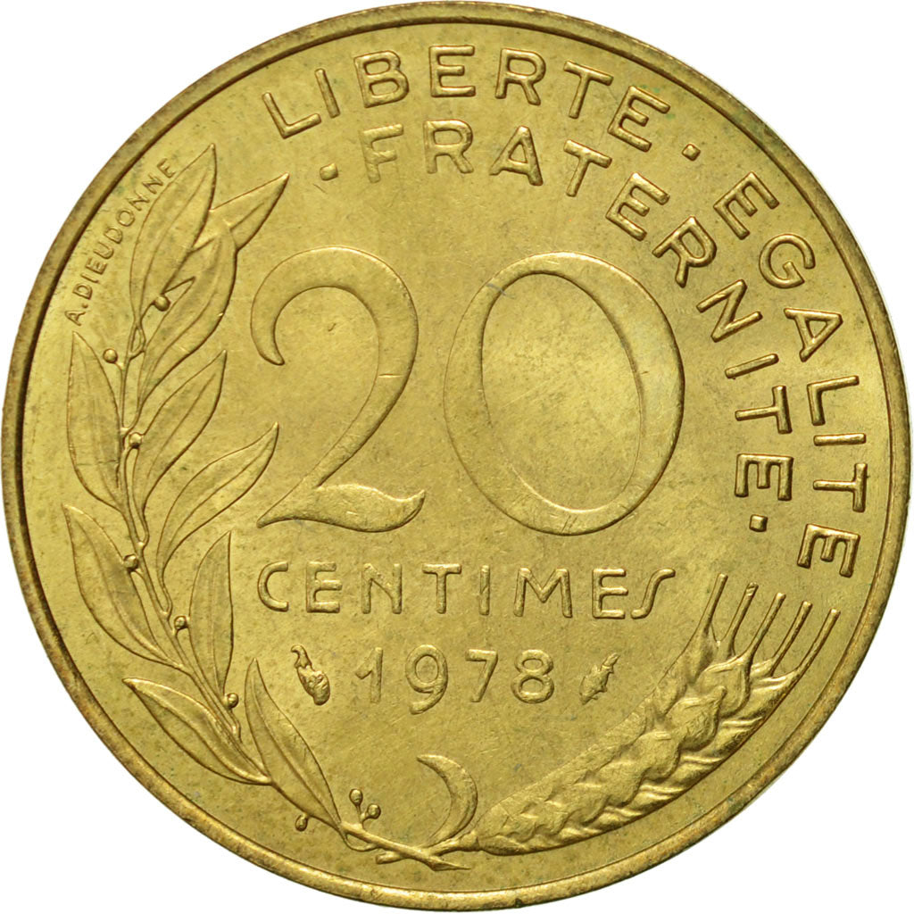 Coin, France, Marianne, 20 Centimes, 1978, Paris, AU(55-58), Aluminum-Bronze