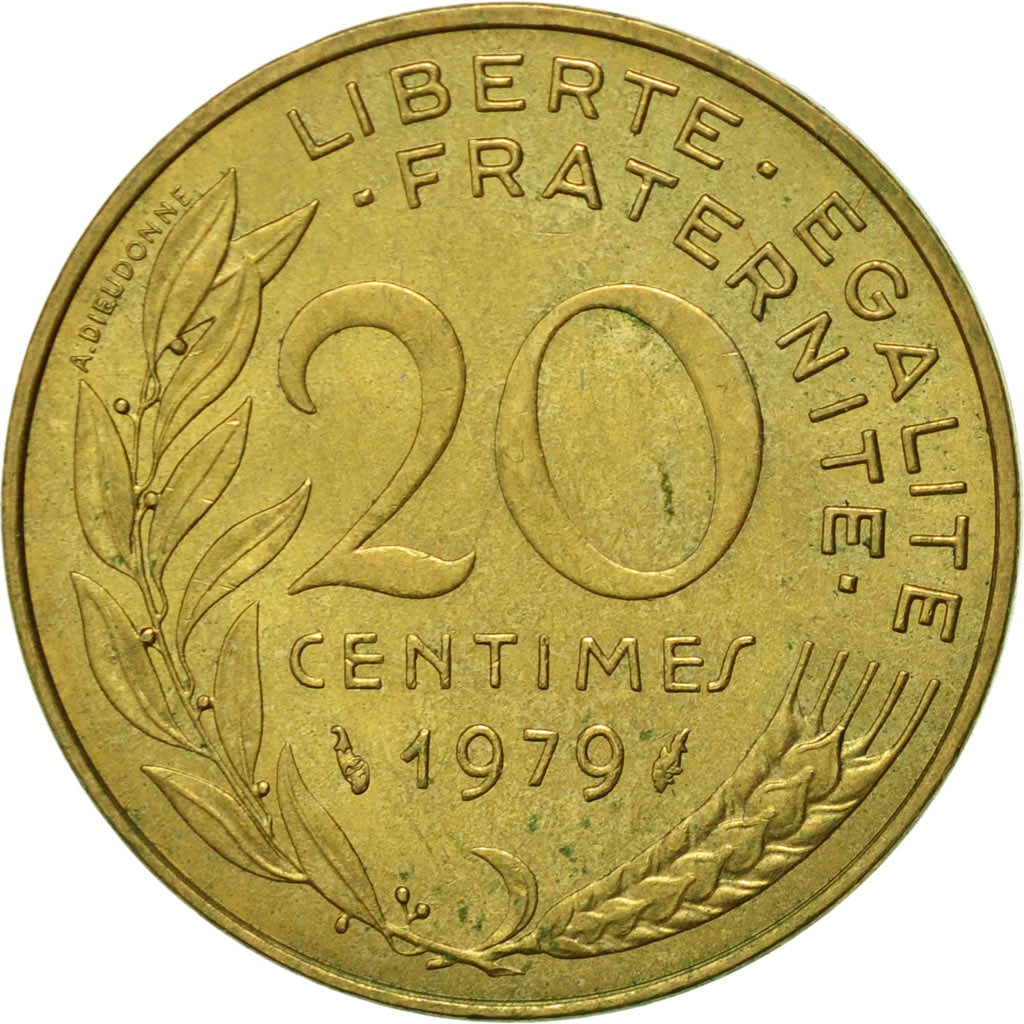Moneta, Francja, Marianne, 20 Centimes, 1979, Paris, AU(55-58), Aluminium-Brąz