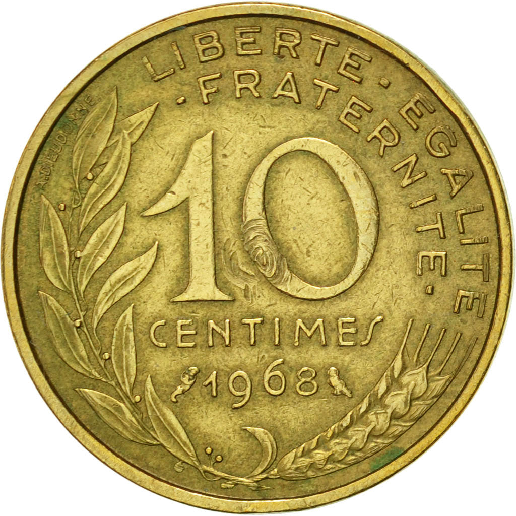 Coin, France, Marianne, 10 Centimes, 1968, Paris, AU(50-53), Aluminum-Bronze