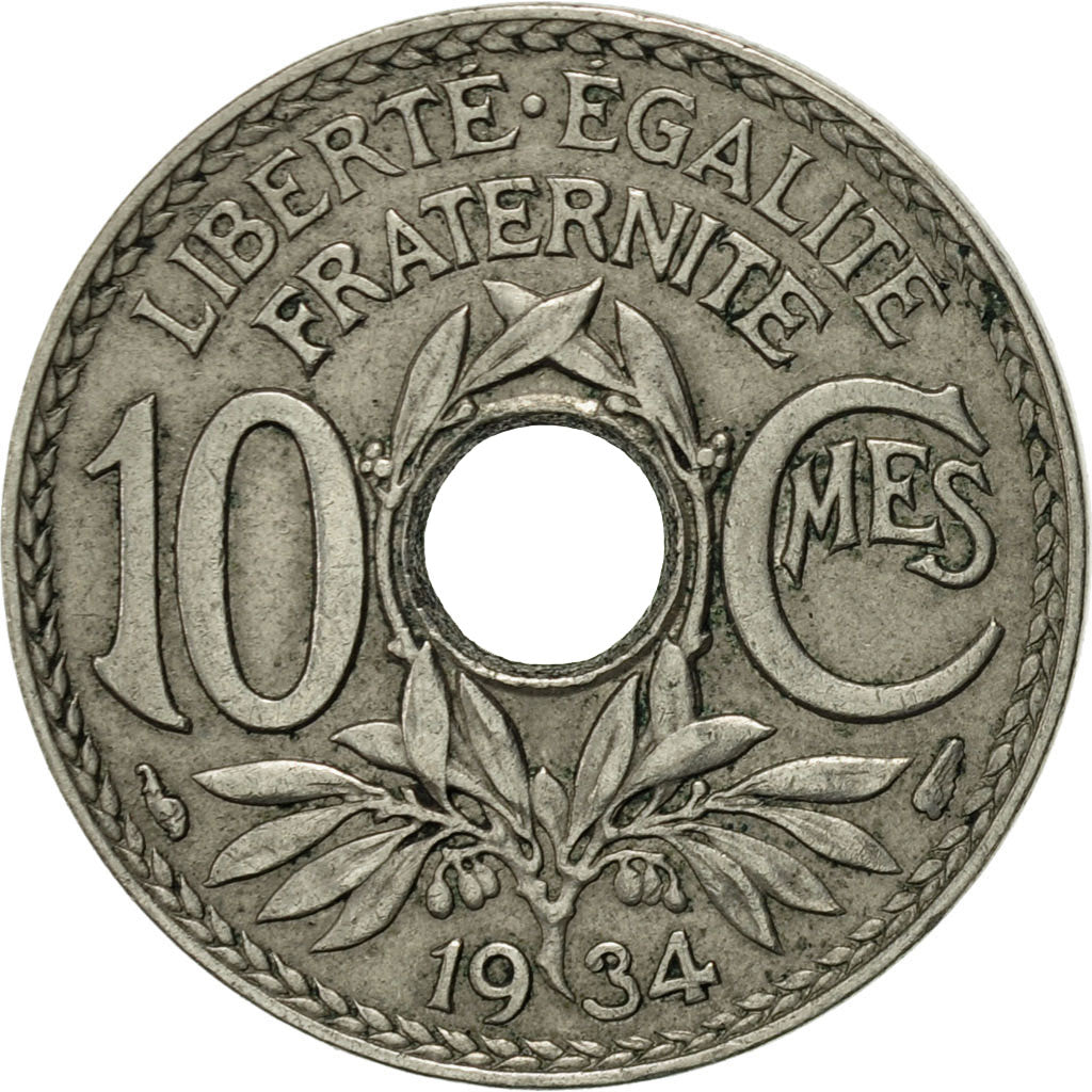 Münze, Frankreich, Lindauer, 10 Centimes, 1934, Paris, VZ, Copper-nickel