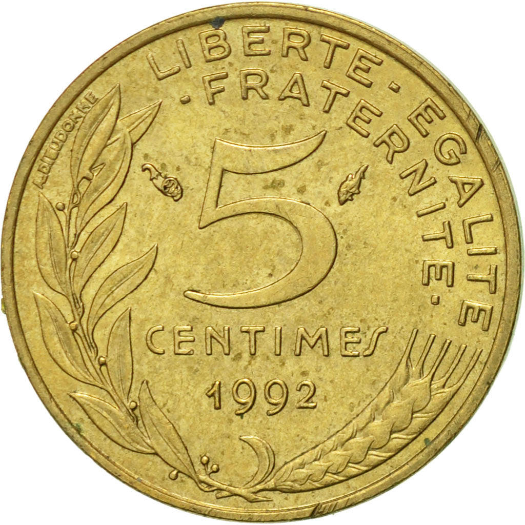 Coin, France, Marianne, 5 Centimes, 1992, Paris, AU(55-58), Aluminum-Bronze