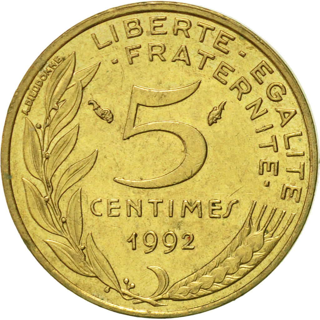 Coin, France, Marianne, 5 Centimes, 1992, Paris, AU(55-58), Aluminum-Bronze
