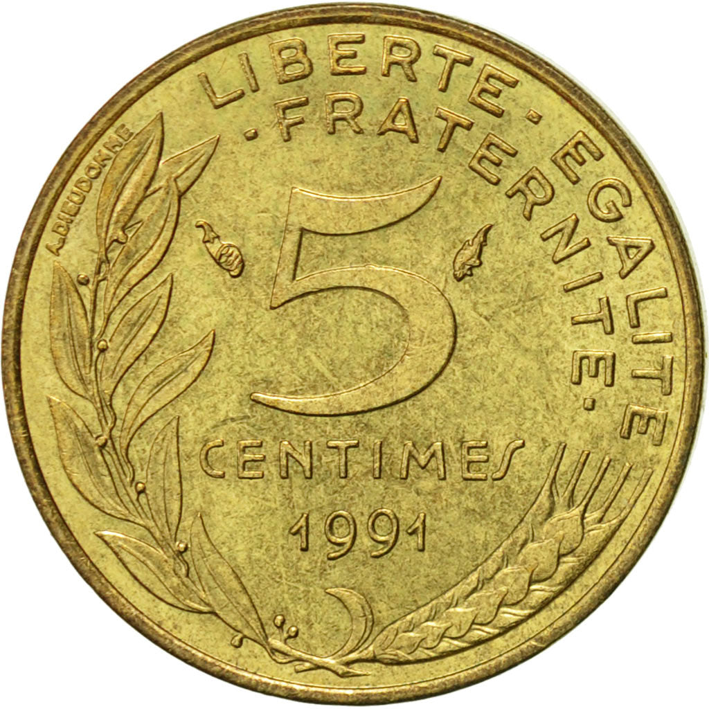 Münze, Frankreich, Marianne, 5 Centimes, 1991, Paris, VZ, Aluminum-Bronze
