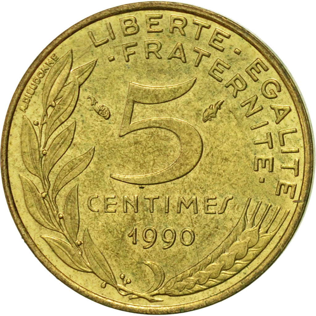 Coin, France, Marianne, 5 Centimes, 1990, Paris, AU(55-58), Aluminum-Bronze