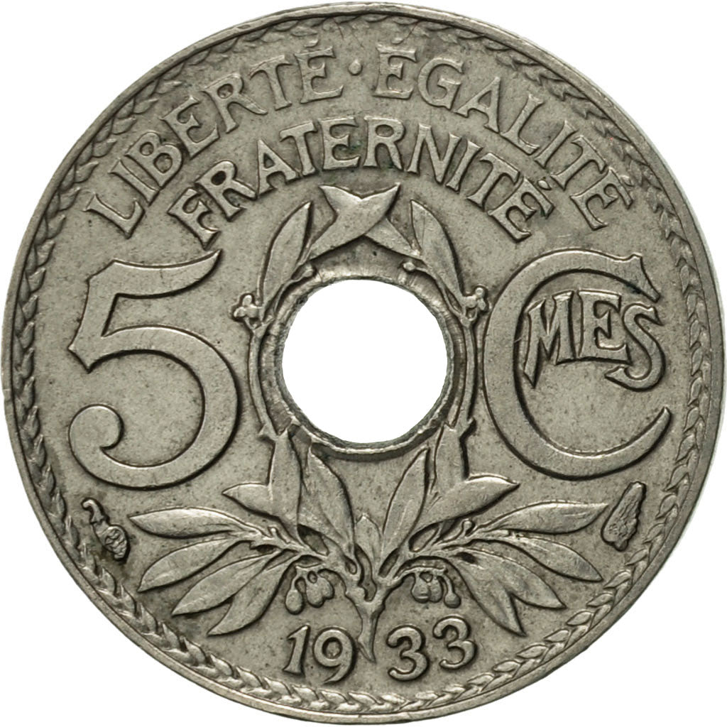 Coin, France, Lindauer, 5 Centimes, 1933, Paris, AU(55-58), Copper-nickel