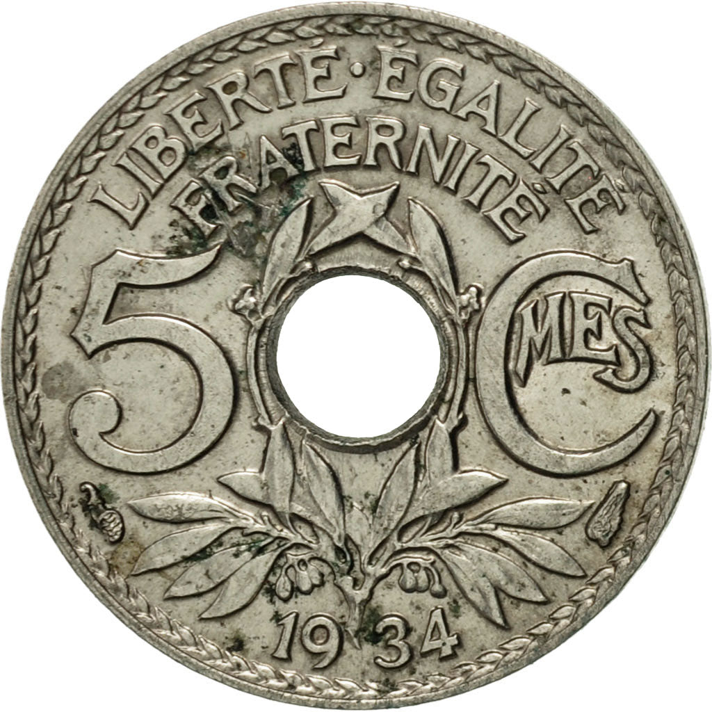 Coin, France, Lindauer, 5 Centimes, 1934, Paris, AU(50-53), Copper-nickel