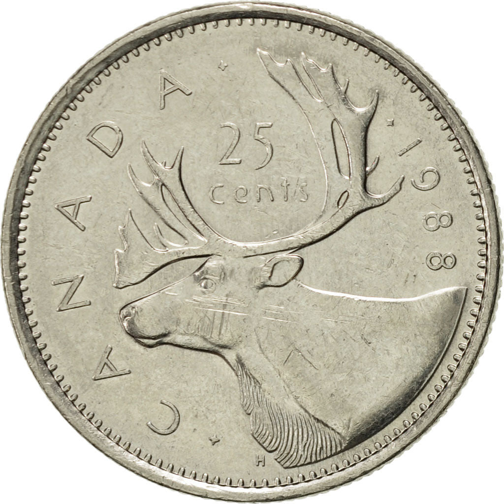 Coin, Canada, Elizabeth II, 25 Cents, 1988, Royal Canadian Mint, Ottawa