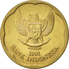 Coin, Indonesia, 500 Rupiah, 1991, AU(55-58), Aluminum-Bronze, KM:54