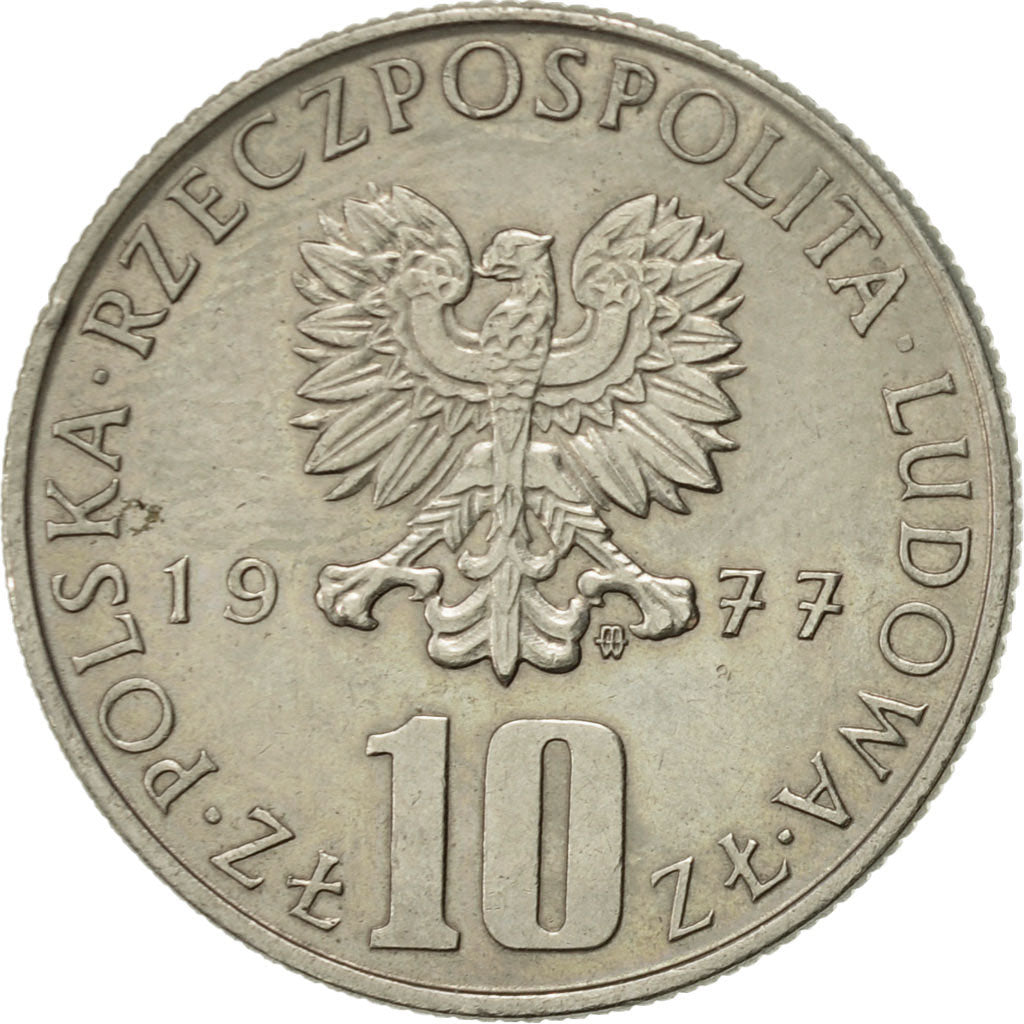 Moneta, Polska, 10 Zlotych, 1977, Warsaw, AU(50-53), Miedź-Nikiel, KM:73