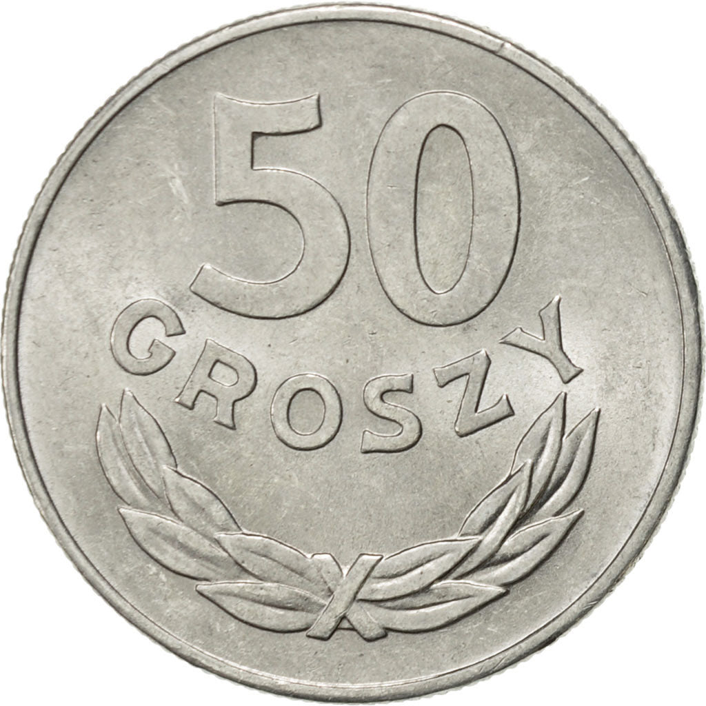 Coin, Poland, 50 Groszy, 1975, Warsaw, AU(55-58), Aluminum, KM:48.1