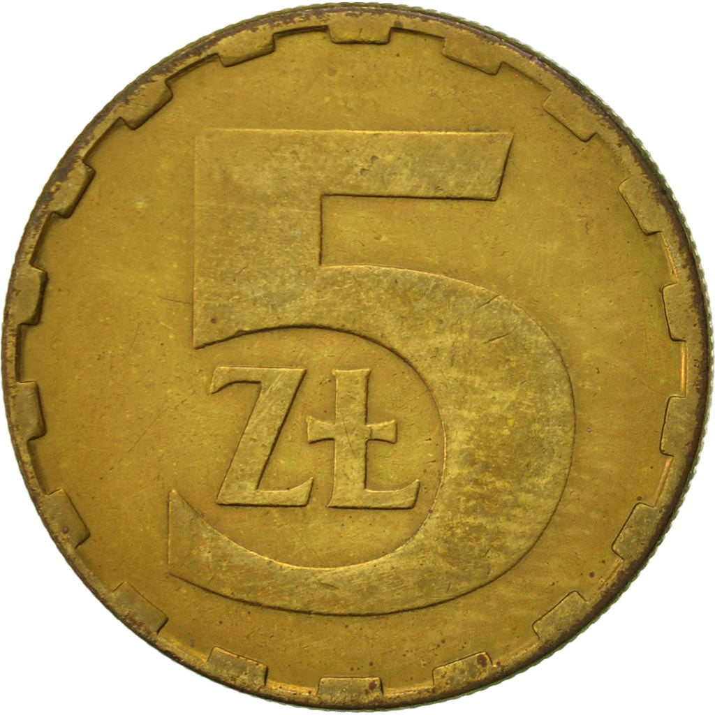 Coin, Poland, 5 Zlotych, 1987, Warsaw, EF(40-45), Brass, KM:81.2