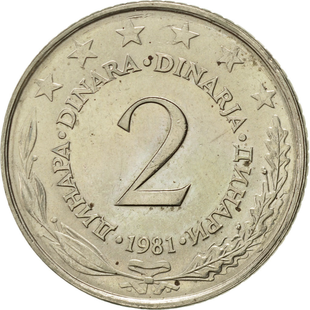 Monnaie, Yougoslavie, 2 Dinara, 1981, SUP, Copper-Nickel-Zinc, KM:57