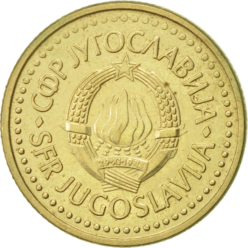 Coin, Yugoslavia, 2 Dinara, 1984, AU(55-58), Nickel-brass, KM:87