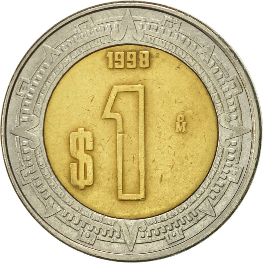 Coin, Mexico, Peso, 1998, Mexico City, EF(40-45), Bi-Metallic, KM:603