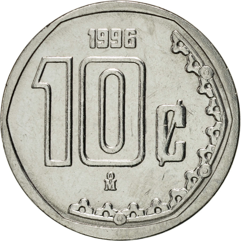 Moneda, México, 10 Centavos, 1996, Mexico City, EBC, Acero inoxidable, KM:547