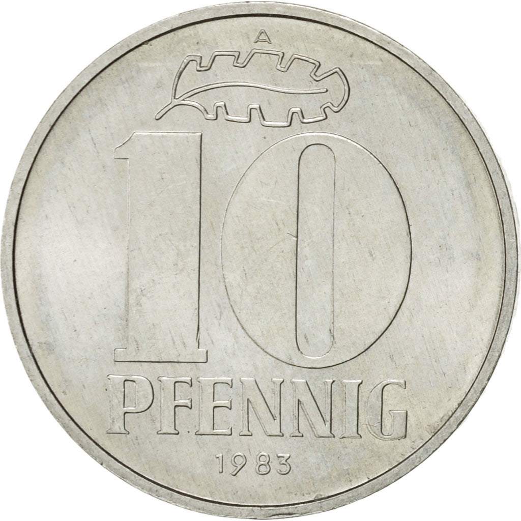 Coin, GERMAN-DEMOCRATIC REPUBLIC, 10 Pfennig, 1983, Berlin, AU(55-58), Aluminum