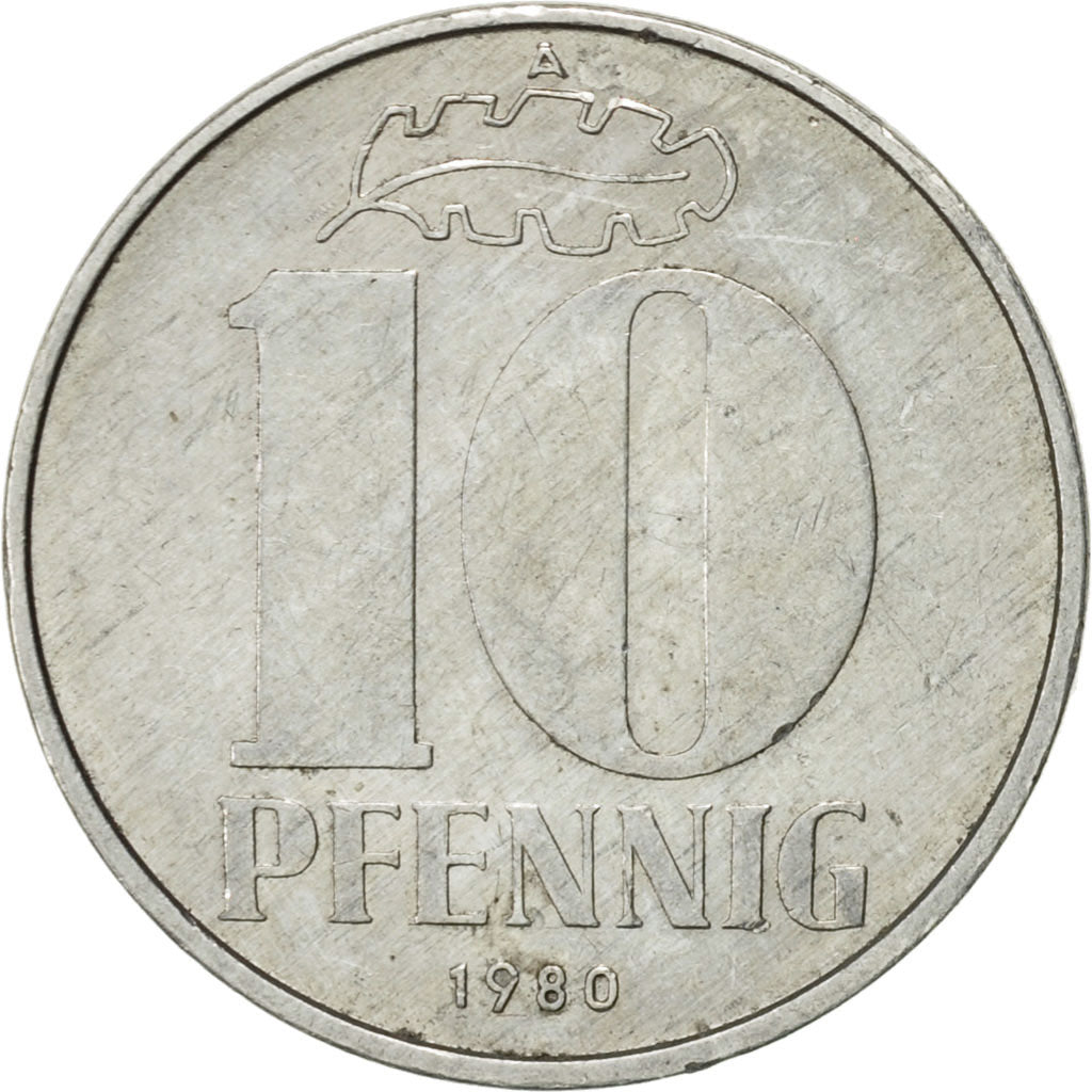Moneda, REPÚBLICA DEMOCRÁTICA ALEMANA, 10 Pfennig, 1980, Berlin, EBC