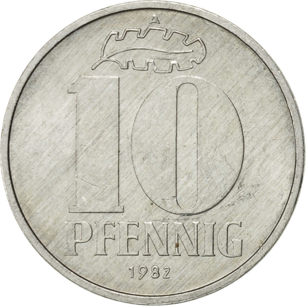 Coin, GERMAN-DEMOCRATIC REPUBLIC, 10 Pfennig, 1982, Berlin, AU(55-58), Aluminum
