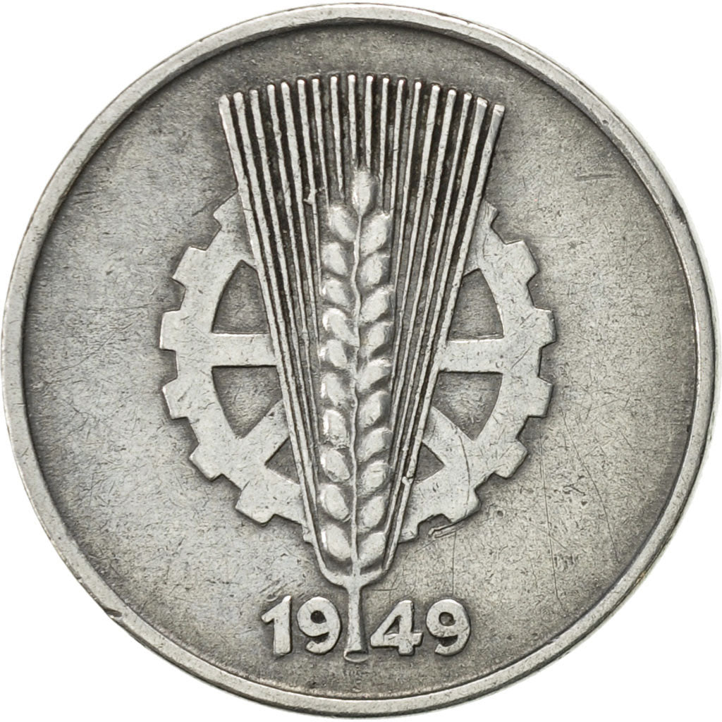 GERMAN-DEMOCRATIC REPUBLIC, 10 Pfennig, 1949, Berlin, AU(55-58), Aluminum, KM:3