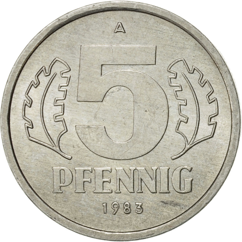 Coin, GERMAN-DEMOCRATIC REPUBLIC, 5 Pfennig, 1983, Berlin, AU(55-58), Aluminum
