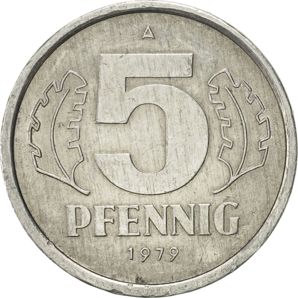 Coin, GERMAN-DEMOCRATIC REPUBLIC, 5 Pfennig, 1979, Berlin, AU(55-58), Aluminum