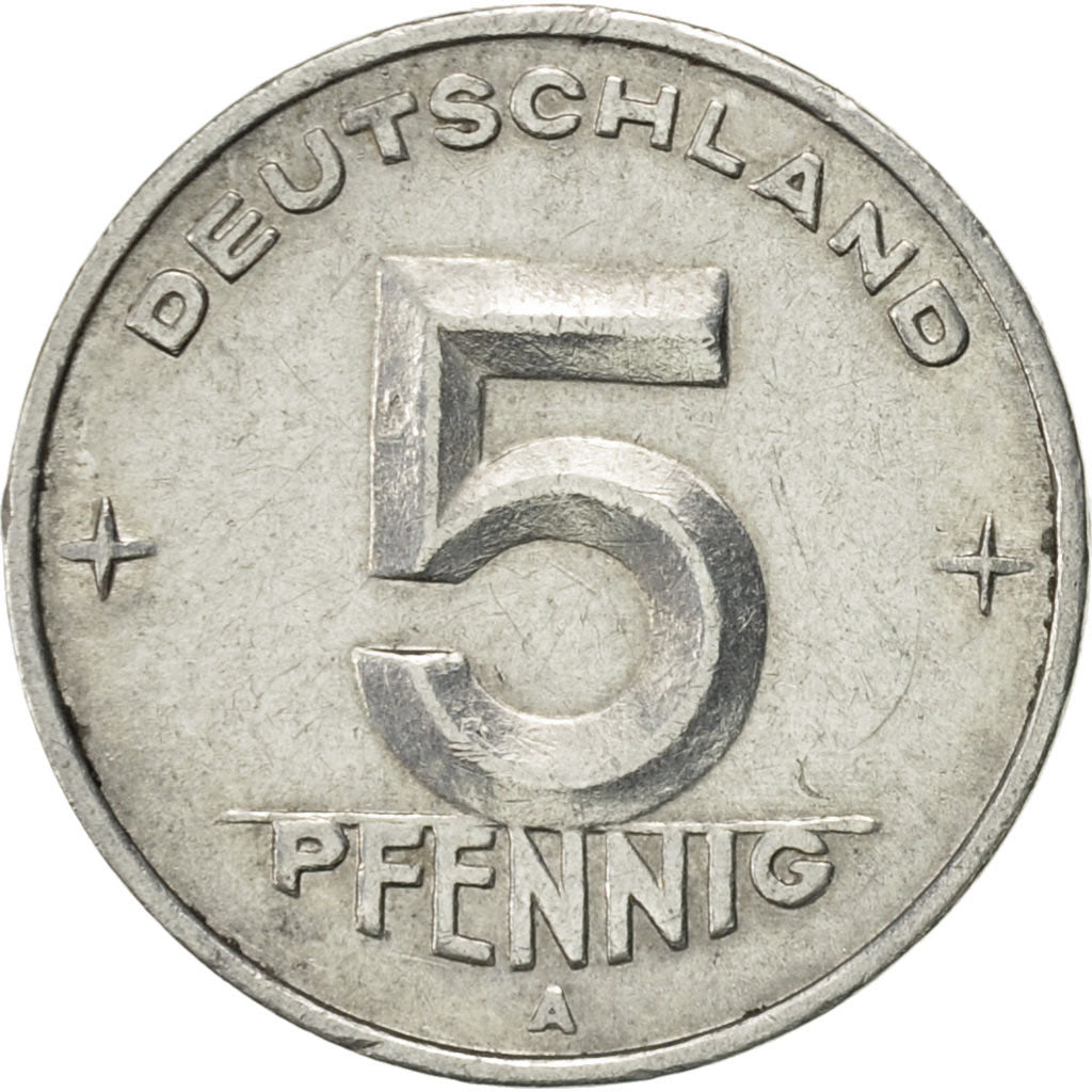 GERMAN-DEMOCRATIC REPUBLIC, 5 Pfennig, 1950, Berlin, AU(55-58), Aluminum, KM:2