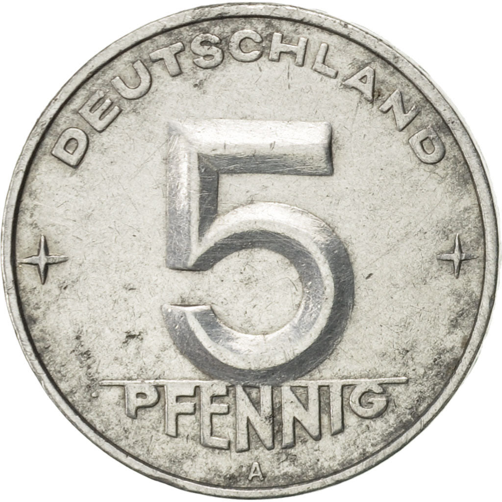 GERMAN-DEMOCRATIC REPUBLIC, 5 Pfennig, 1952, Berlin, AU(50-53), Aluminum, KM:6