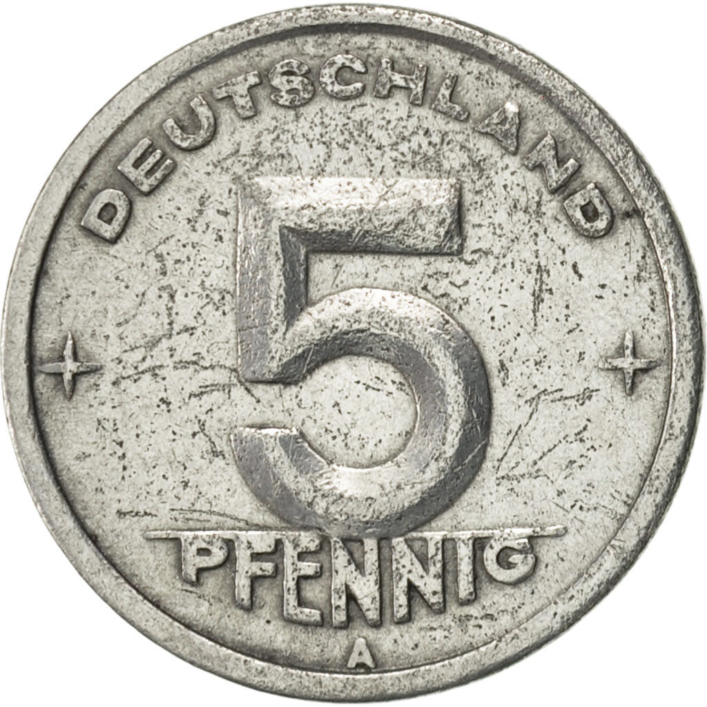 REPUBBLICA DEMOCRATICA TEDESCA, 5 Pfennig, 1948, Berlin, BB+, Alluminio, KM:2