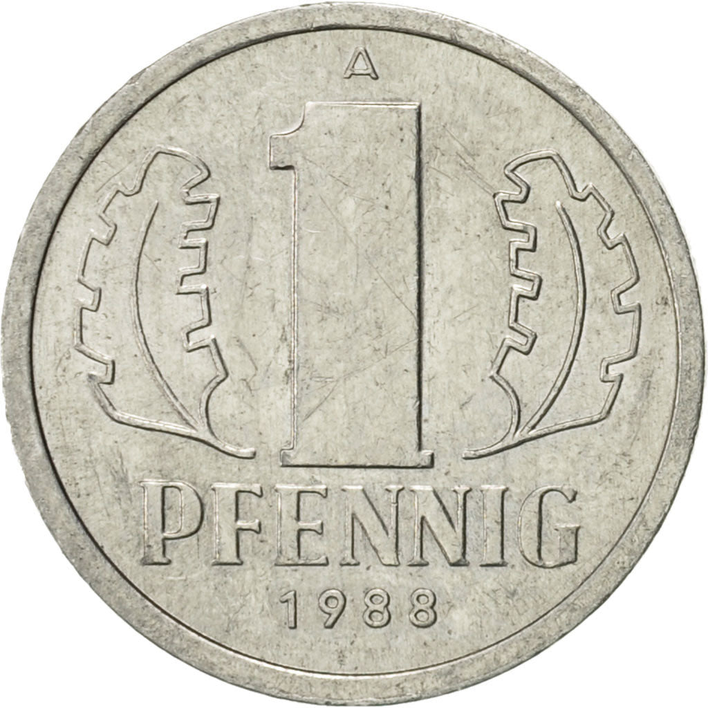 Coin, GERMAN-DEMOCRATIC REPUBLIC, Pfennig, 1988, Berlin, AU(55-58), Aluminum