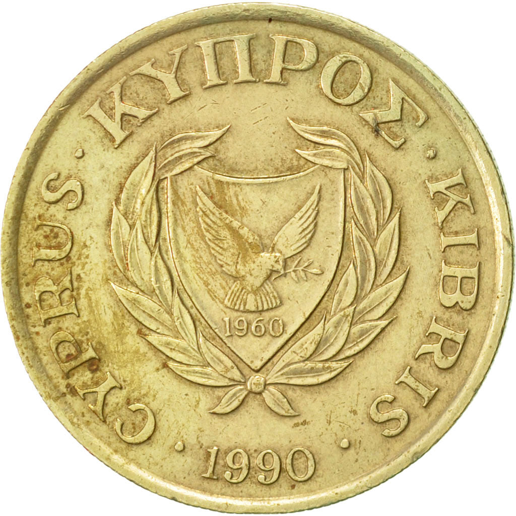 Coin, Cyprus, 10 Cents, 1990, AU(50-53), Nickel-brass, KM:56.2