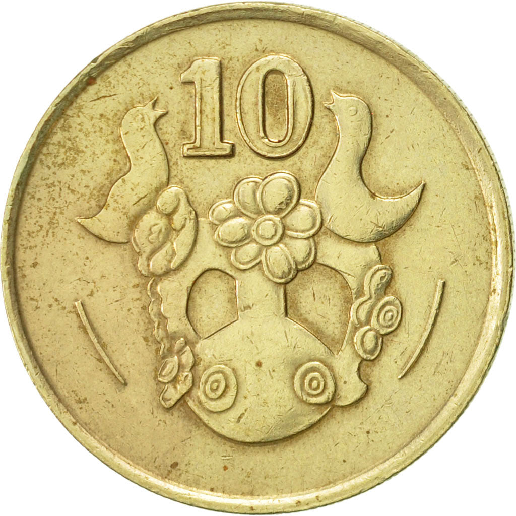 Coin, Cyprus, 10 Cents, 1990, AU(50-53), Nickel-brass, KM:56.2