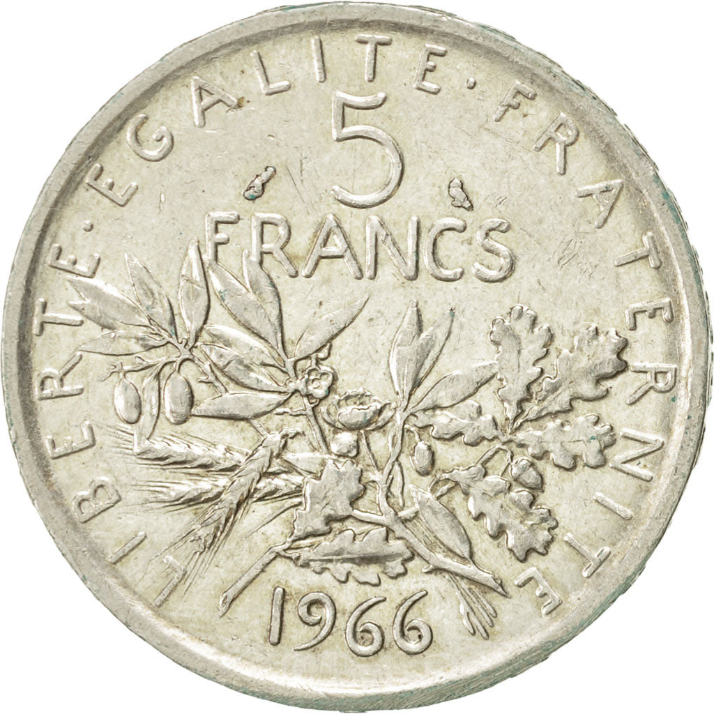 France, Semeuse, 5 Francs, 1966, Paris, AU(50-53), Silver, KM:926, Gadoury:770
