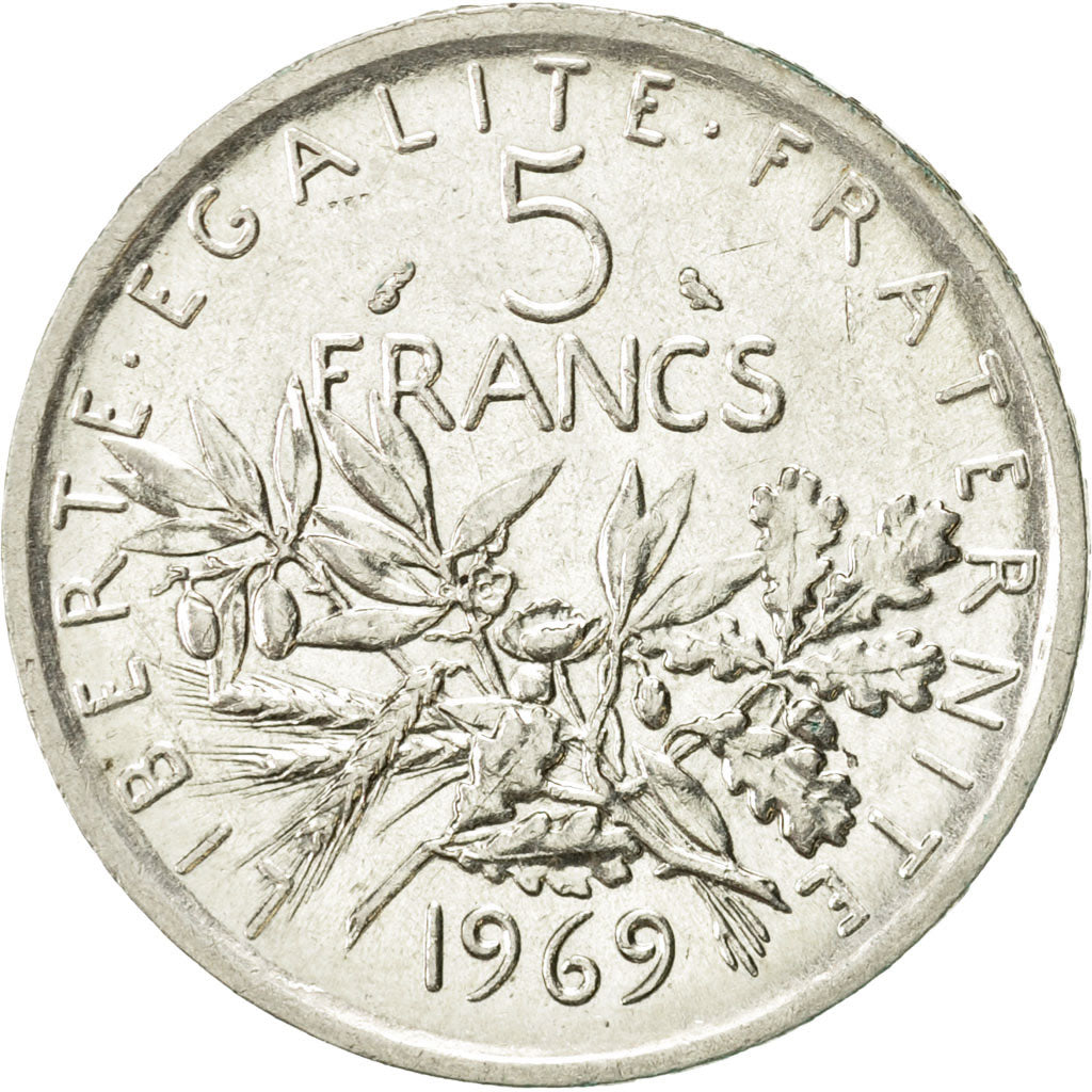 Coin, France, Semeuse, 5 Francs, 1969, Paris, AU(50-53), Silver, KM:926