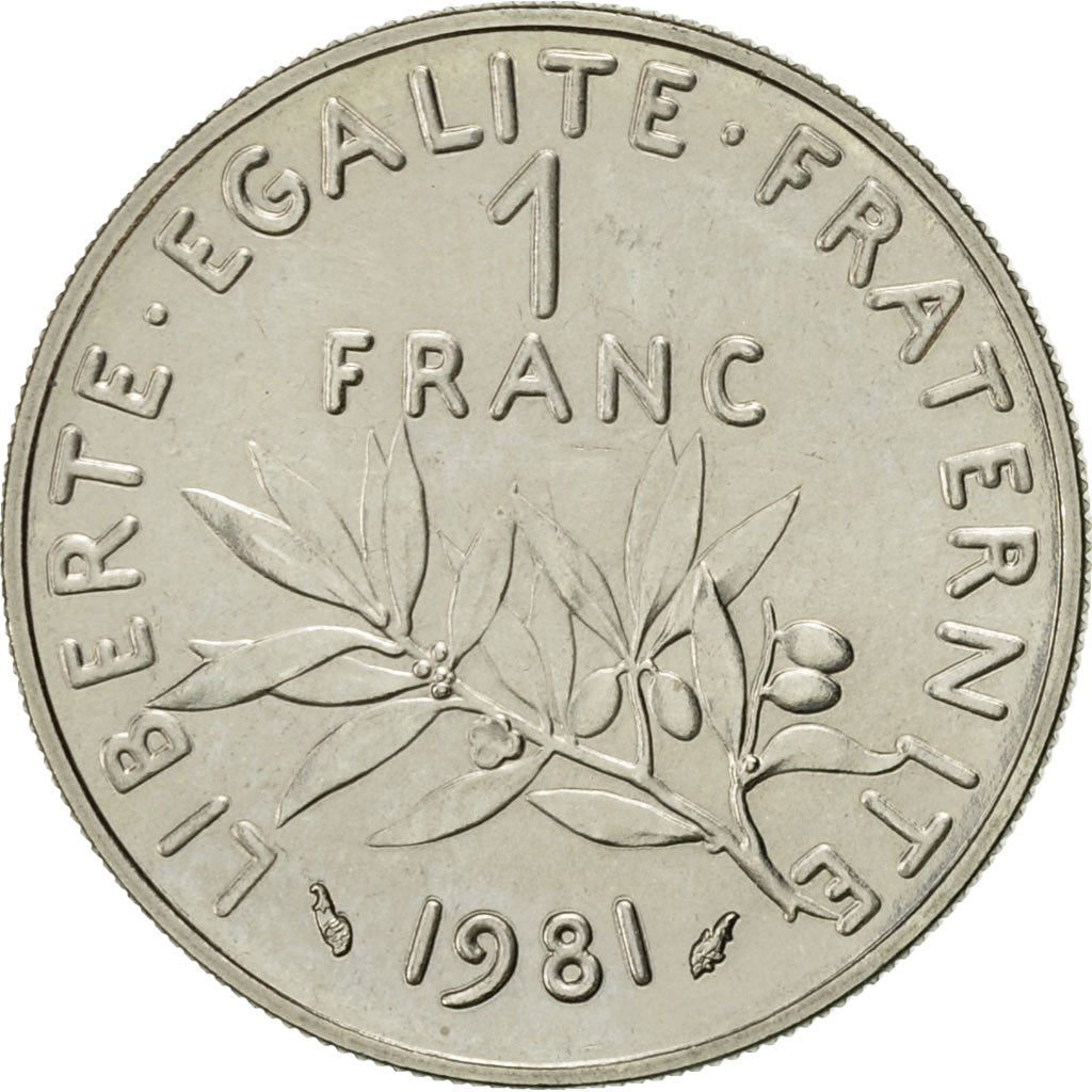 France, Semeuse, Franc, 1981, Paris, AU(55-58), Nickel, KM:925.1, Gadoury:474