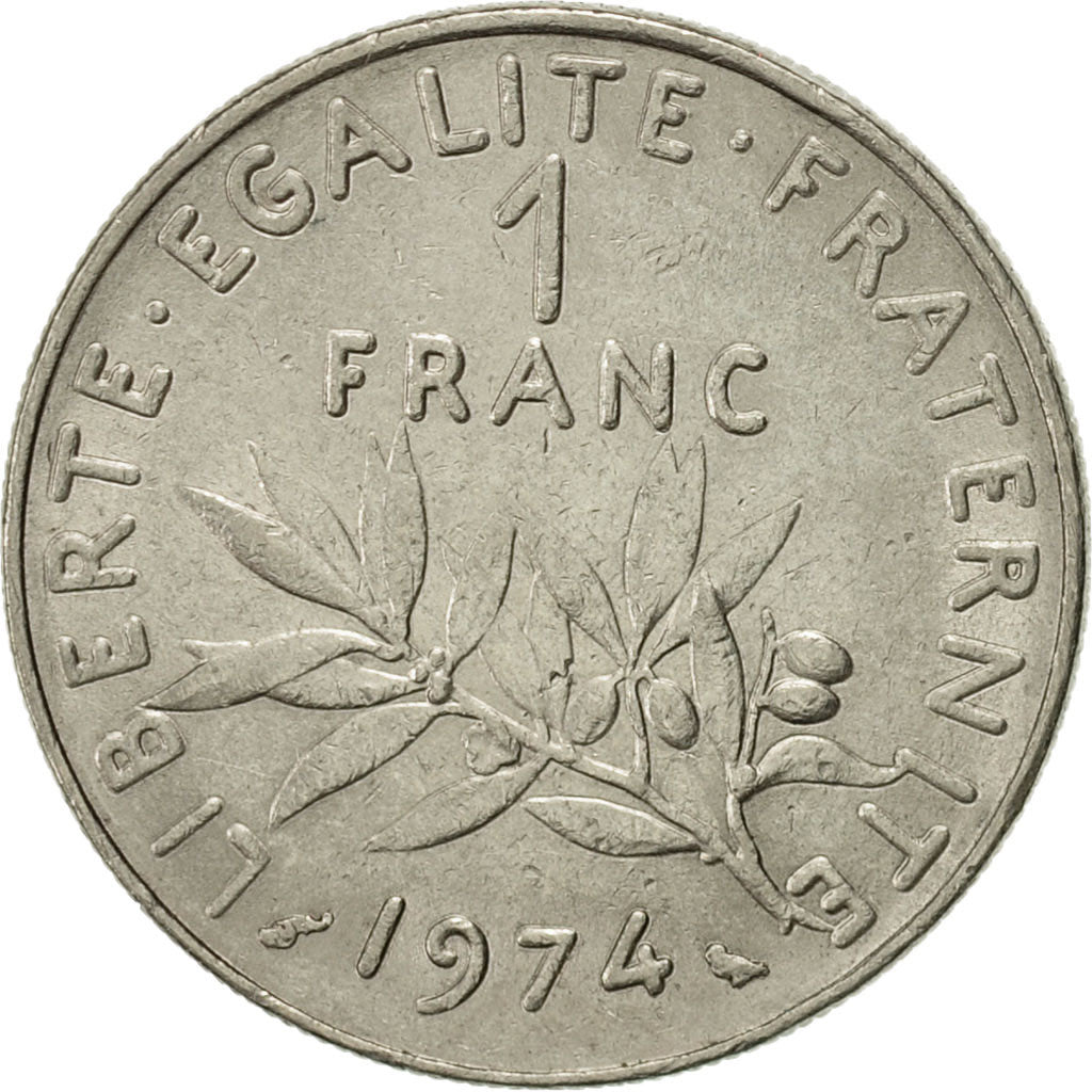 Moneta, Francia, Semeuse, Franc, 1974, Paris, BB, Nichel, KM:925.1, Gadoury:474