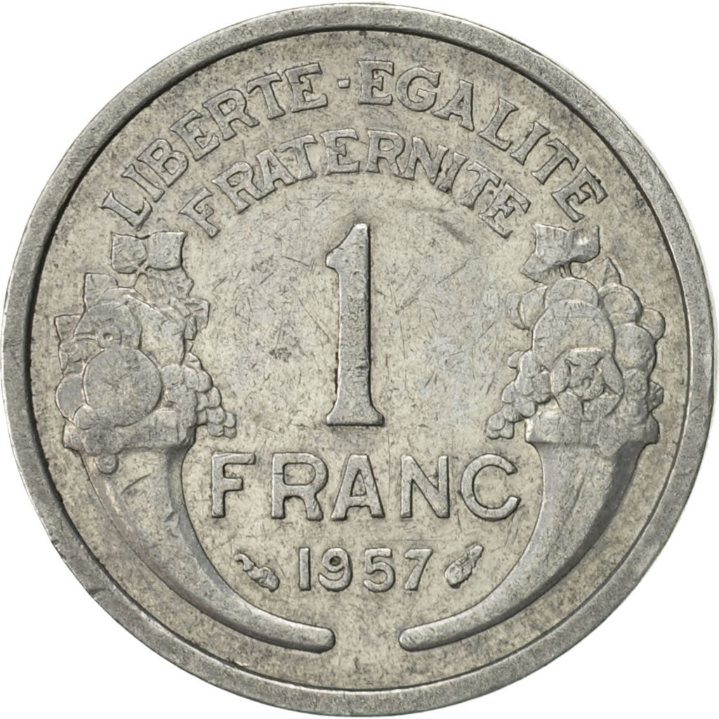 France, Morlon, Franc, 1957, Paris, AU(50-53), Aluminum, KM:885a.1, Gadoury:473b