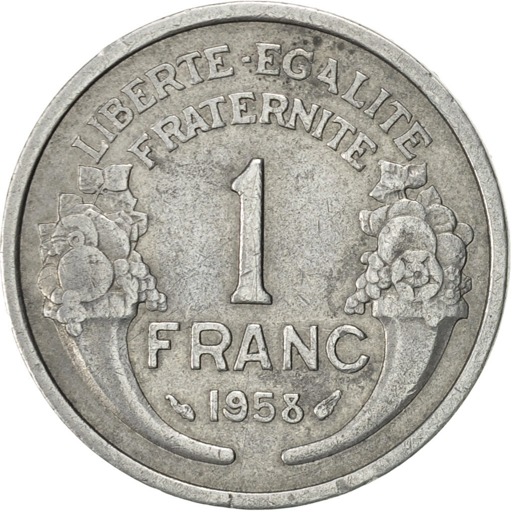 Coin, France, Morlon, Franc, 1958, Paris, EF(40-45), Aluminum, KM:885a.1